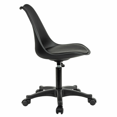 кресло стул brabix "eames mg-310 pl", пластик черный, экокожа черная, 532927