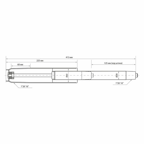 газлифт прочный brabix hd-140 стандартный, хром, в открытом виде 413 мм, d 50 мм, класс 4, 533078