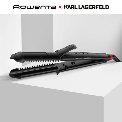 мультистайлер для волос 3 в 1 rowenta karl lagerfeld cf451lf0, выпрямление/завивка, 170-200 °c, черн