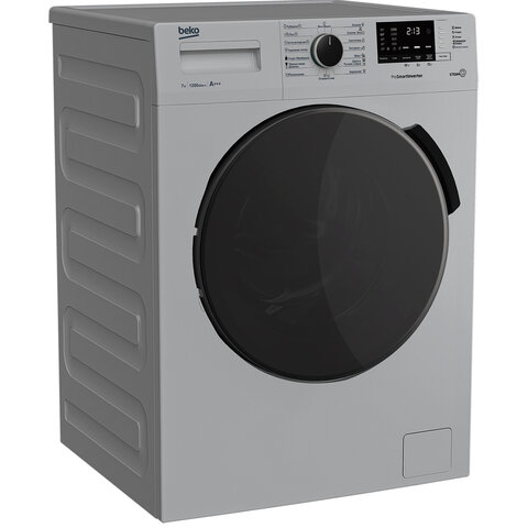 стиральная машина beko rspe78612s, 1200 об/мин, 7 кг, фронтальная загрузка, 15 программ, пар, серебр