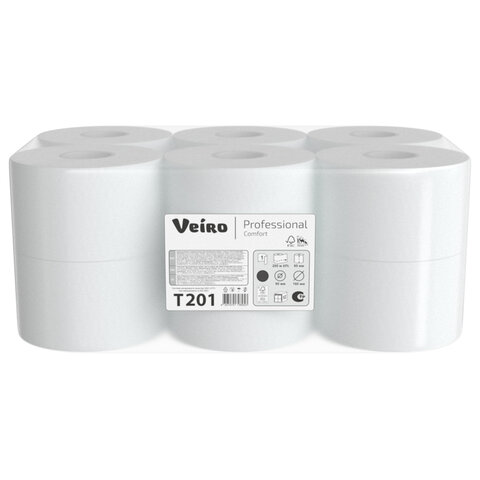 бумага туалетная 200 м, veiro professional (система t2), комплект 12 шт., comfort, t201