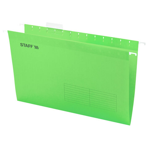 подвесные папки a4/foolscap (404х240 мм) до 80 л., комплект 10 шт., зеленые, картон, staff, 270934
