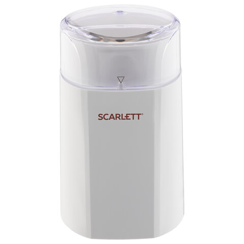 кофемолка scarlett sc-cg44506, 160 вт, объем 60 г, пластик, ножи из нержавеющей стали, белая с рисун