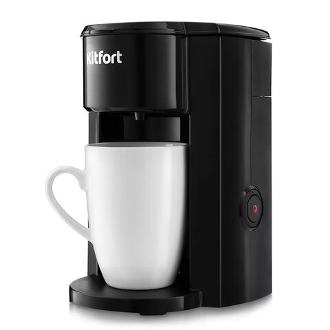 кофеварка капельная kitfort кт-763, 350 вт, объем 0,15 л, черная