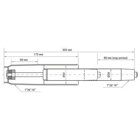 газлифт brabix a-80 суперкороткий, хром, длина в открытом виде 305 мм, d50 мм, класс 2, 532003