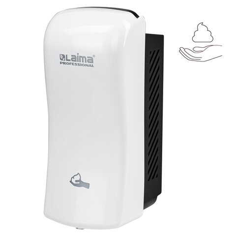 дозатор для мыла-пены laima professional original, наливной, 0,8 л, белый, abs-пластик, 605776