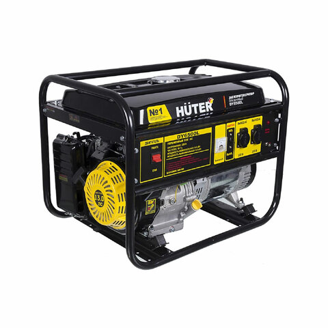 бензиновый генератор huter dy6500l, 5500 вт, 13 л.с., 4-тактный, 22 л, ручной стартер, 64/1/6