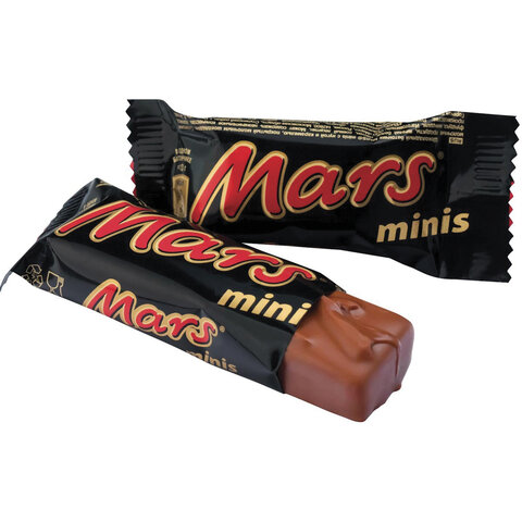 батончики мини mars "minis" шоколадные с нугой и карамелью в молочном шоколаде, 1 кг, 56730