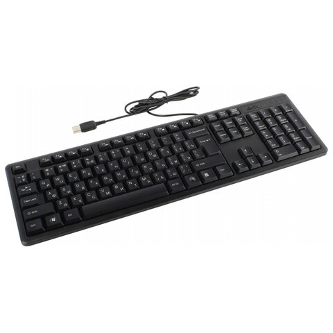 клавиатура проводная a4tech kk-3, usb, 104 кнопки, черная, 1530244