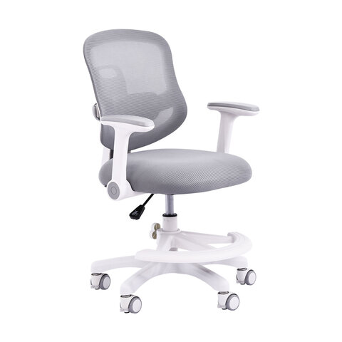 кресло детское с подставкой для ног brabix kids "mg-215", сетка/ткань tw, серое, 533313