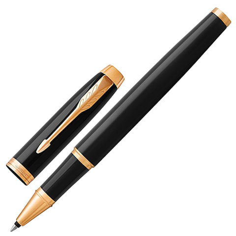ручка-роллер parker "im core black lacquer gt", черный глянцевый лак, позолота, черная, 1931659