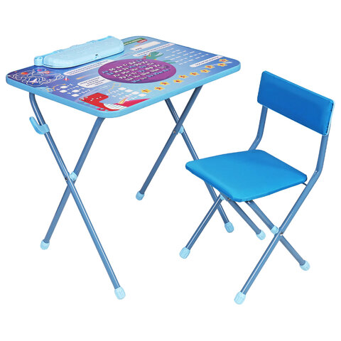комплект детской мебели голубой космос: стол + стул, пенал, brauberg nika kids, 532634
