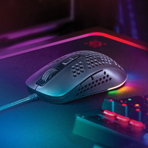 мышь проводная игровая defender shepard gm-620l, usb, 6 кнопок + 1 колесо-кнопка, оптическая, чёрная