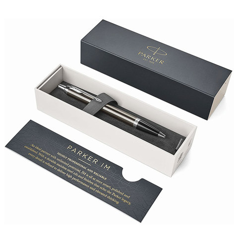 ручка шариковая parker "im core dark espresso ct", корпус кофейный лак, хромированные детали, синяя,