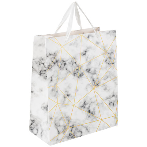пакет подарочный (1 штука) 26x13x33 см, золотая сказка "golden marble", тиснение фольгой, 608251