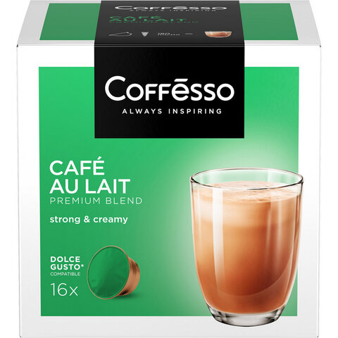 кофе в капсулах coffesso "cafe au lait" для кофемашин dolce gusto, 16 порций, 102506