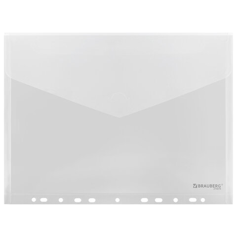 папка-конверт с перфорацией а4, brauberg "universal", комплект 10 шт., прозрачная, 0,15 мм, 273078