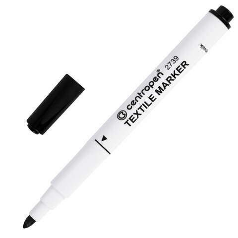 маркер для ткани черный centropen "textile marker", круглый наконечник, 1,8 мм, 2739, 5 2739 9212