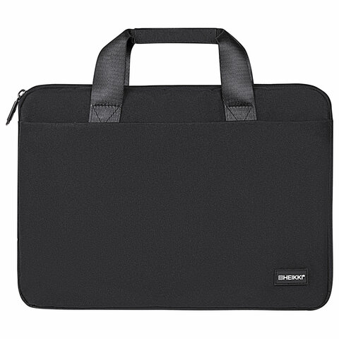 сумка портфель heikki ultra (хейки) с отделением для ноутбука 15,6", total black, черная, 28х39х3 см