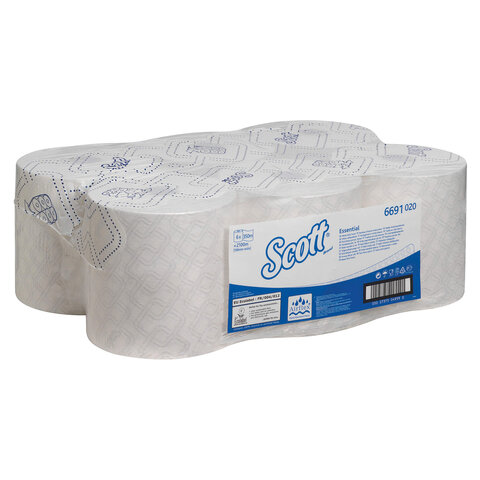 полотенца бумажные рулонные kimberly-clark scott, комплект 6 шт., 350 м, белые, 6691