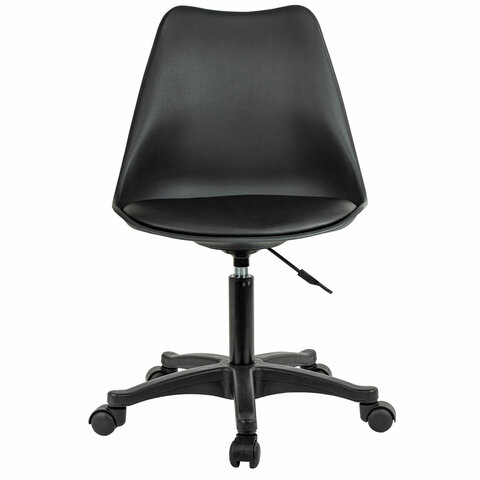 кресло стул brabix "eames mg-310 pl", пластик черный, экокожа черная, 532927