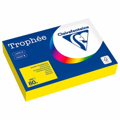 бумага цветная clairefontaine, а4, 80 г/м2, 500 л., интенсив, солнечно-желтый, франция, 1978pc