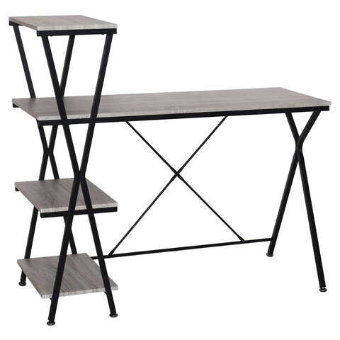 стол на металлокаркасе brabix "loft cd-004", 1200х535х1110 мм, 3 полки, цвет дуб антик, 641219