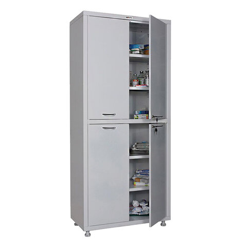 шкаф медицинский 2-створчатый hilfe "мд 2 1780/ss" 1850х800х400 мм, белый, s26199205009