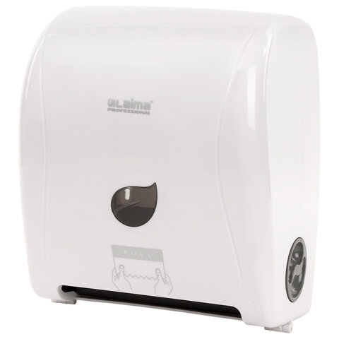 диспенсер для полотенец в рулонах laima professional eco (система h1), механический, белый, abs-плас