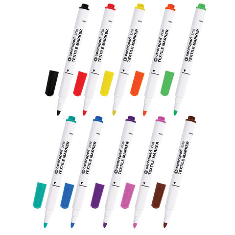 маркеры для ткани 10 цветов centropen "textile marker", круглый наконечник, 1,8 мм, 2739/10, 5 2739 