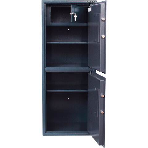 сейф brabix "км-1200т/2", 1200х475х400 мм, 76 кг, 2 отделения, ключевой замок, трейзер, крепление к 
