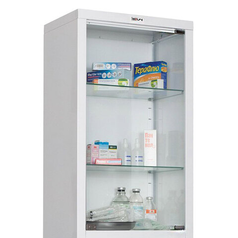 шкаф медицинский 1-створчатый hilfe "мд 1 1650/sg" 1755х500х320 мм, стекло, белый, s26199201509
