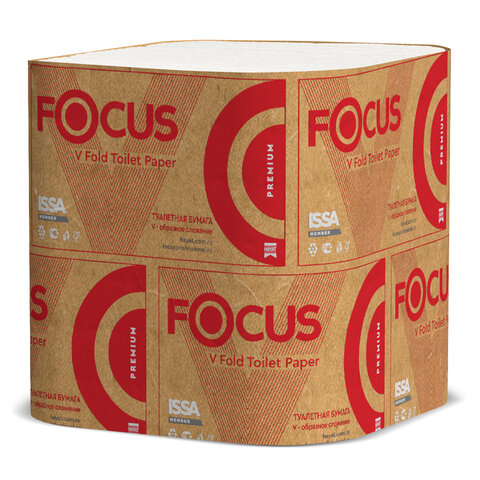 бумага туалетная focus (t3) premium, 2 слоя, комплект 15 пачек, листовая, 250 листов, v-сложение, 50