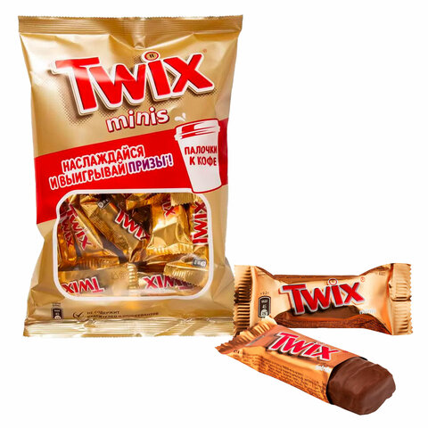 батончики мини twix "minis" печенье с карамелью в молочном шоколаде, 184 г, 2263