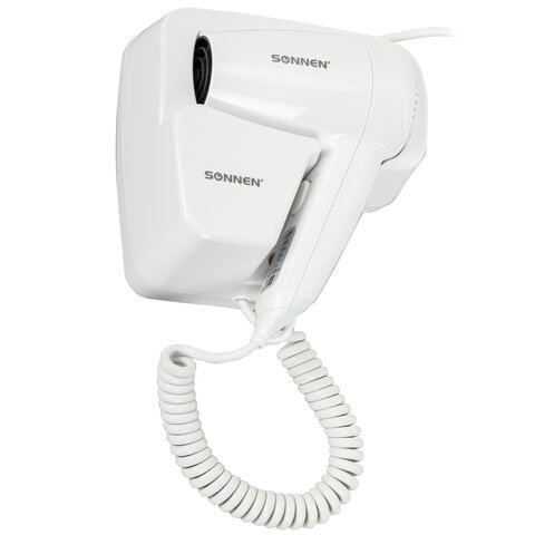 фен для волос настенный sonnen hd-2101 ultra plus, 1300 вт, 2 скорости, белый, 608481