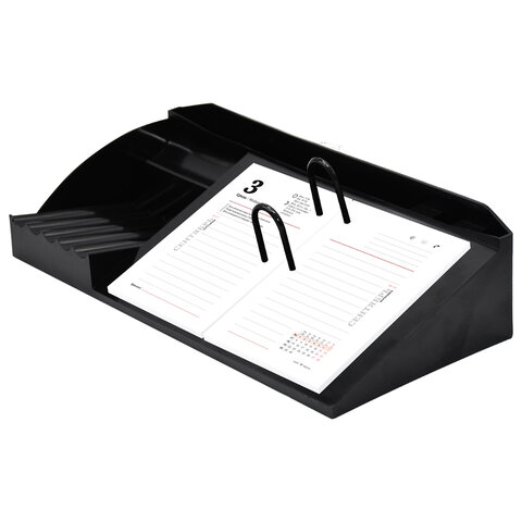 подставка под календарь + органайзер 3 отделения, staff "manager", 310х150х75 мм, черный, 238789