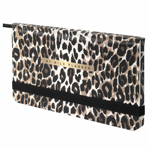 еженедельник недатированный с резинкой 171х93 мм, brauberg, твердый, 64 л., "leopard print", 116312