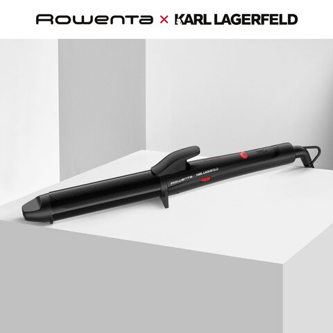 щипцы для завивки волос rowenta karl lagerfeld cf323lf0, диаметр 32 мм, конусная форма, 120-200°c, ч