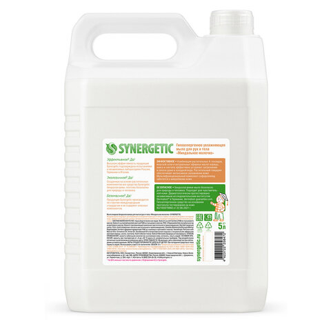 мыло жидкое 5 л synergetic "миндальное молочко", гипоаллергенное, биоразлагаемое, 105506