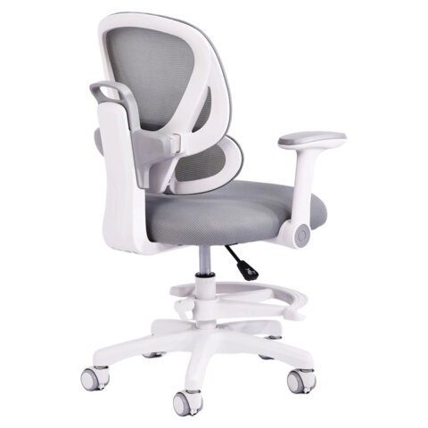 кресло детское с подставкой для ног brabix kids "mg-220", сетка/ткань tw, серое, 533315