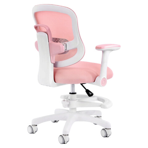 кресло детское с подставкой для ног brabix kids "mg-215", сетка/ткань tw, розовое, 533311