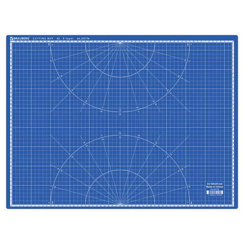 коврик (мат) для резки brauberg extra 5-слойный, а2 (600х450 мм), двусторонний, толщина 3 мм, синий,