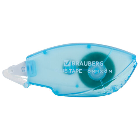 клей-лента brauberg standard, 6 мм х 8 м, корпус матовый голубой, блистер, 273027