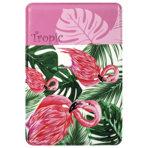 обложка-карман для проездных документов, карт, пропусков "tropic", 100х65 мм, пвх, фотопечать ассорт