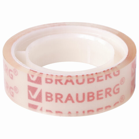 клейкие ленты 12 мм х 10 м канцелярские brauberg, комплект 12 шт., прозрачные, гарантированная длина