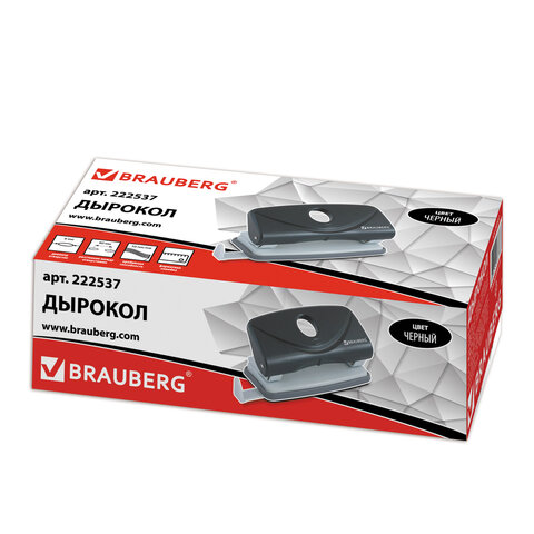 дырокол brauberg "original", до 10 листов, черный, 222537