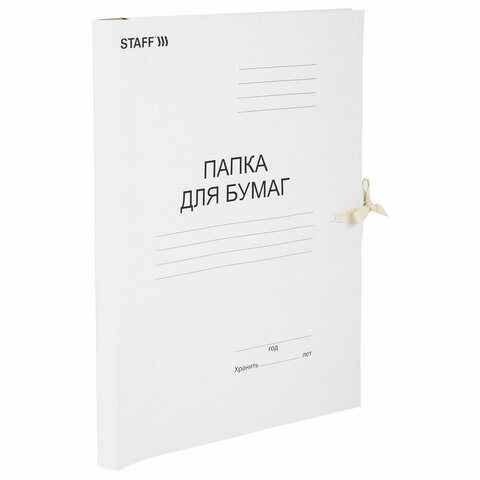 папка для бумаг с завязками картонная staff, гарантированная плотность 220 г/м2, до 200 л., 126525
