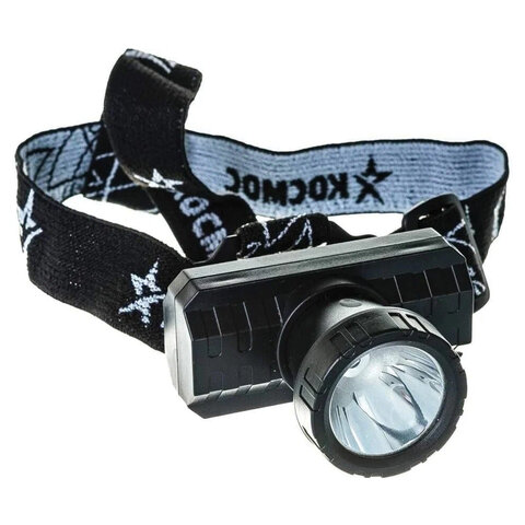 фонарь налобный аккумуляторный космос 3 вт led, li-ion, заряд от usb, kocachead3w