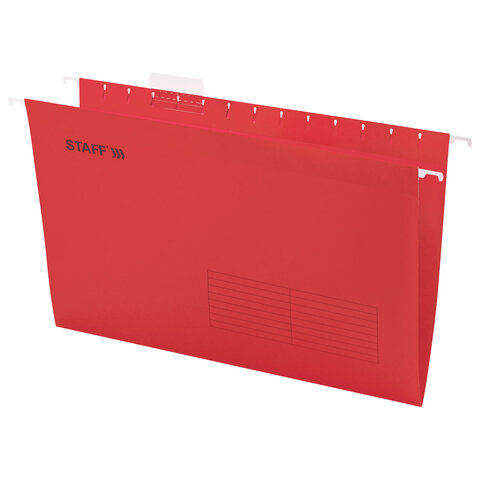 подвесные папки a4/foolscap (404х240 мм) до 80 л., комплект 10 шт., красные, картон, staff, 270936