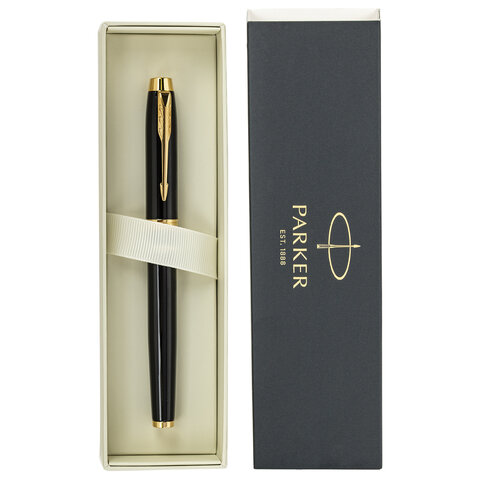 ручка перьевая parker "im core black lacquer gt", ежедневник а5 черный, пакет, 880900